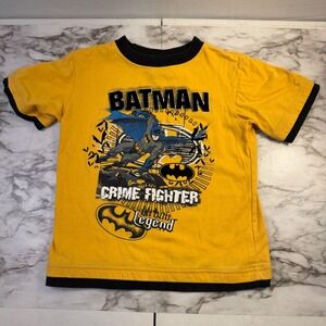 Batman Crime Fighter Urban Legend Yellow Ringer Graphic T-Shirt Kids Size 5